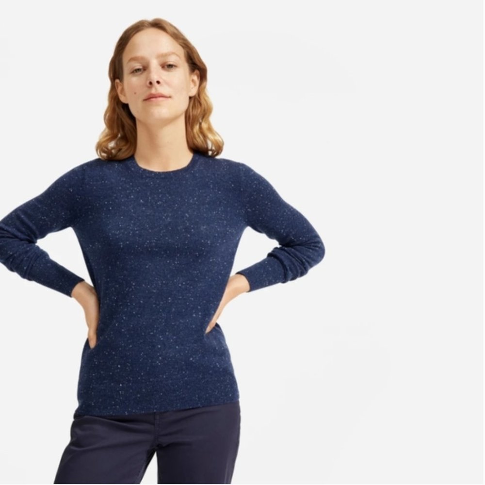 Everlane Cashmere Crew in Indigo Donegal Sweater - XS
